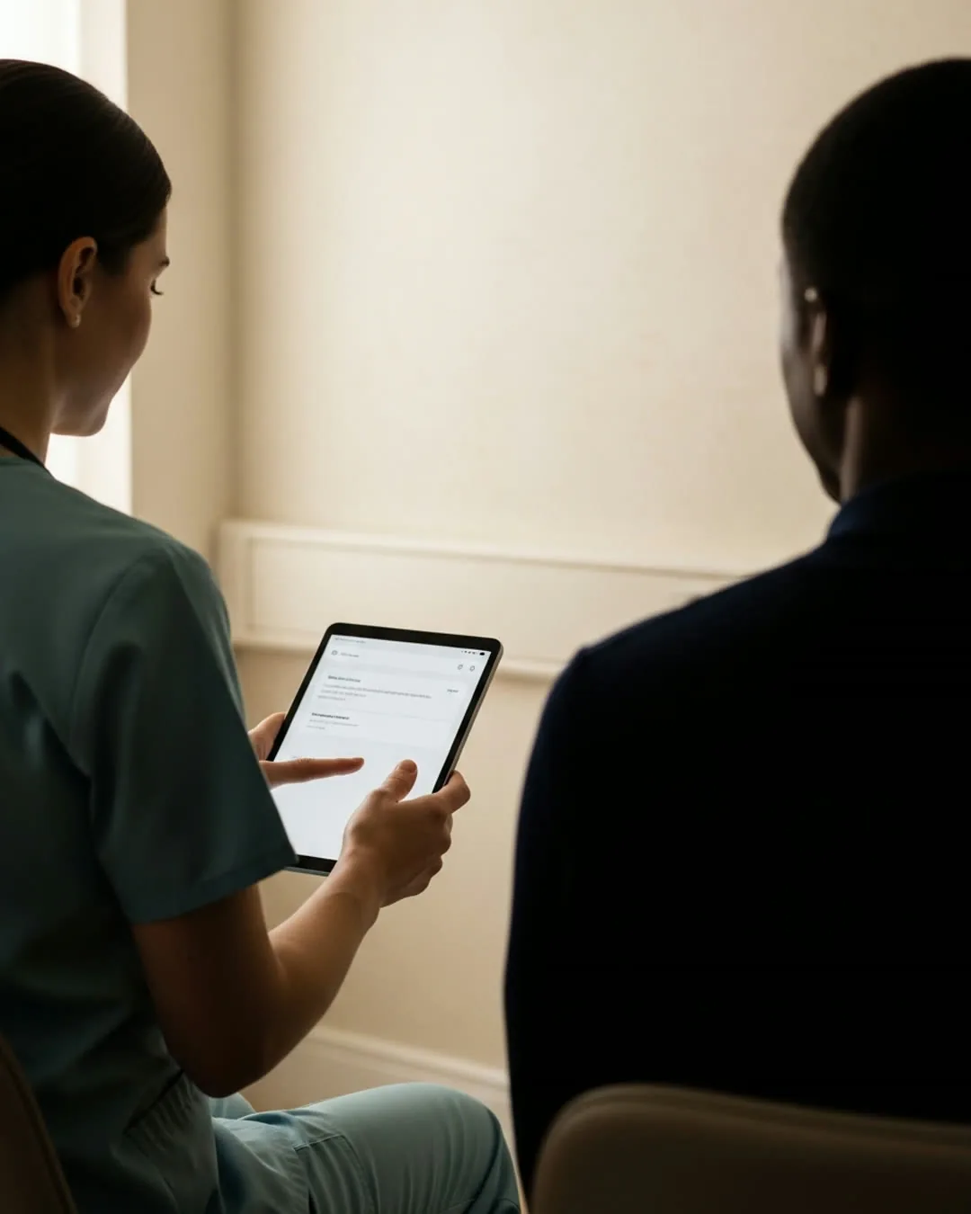 Demonstration consult moment between clinician and patient